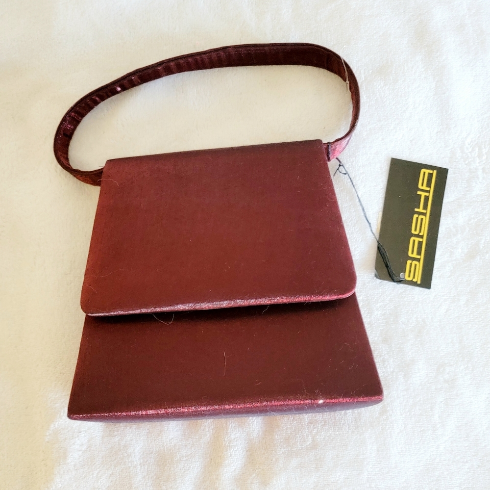 NWT SASHA silk burgundy purse